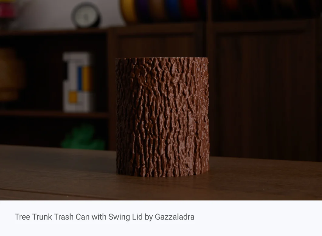 Tree Trunk Trash Can with Swing Lid by Gazzaladra